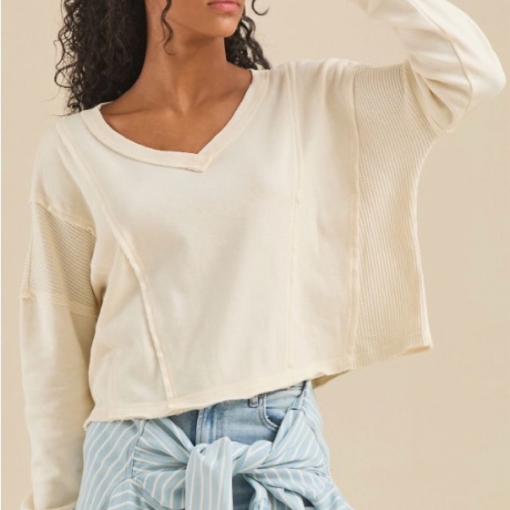 Altar’D State Natalia Thermal Top Medium Cozy Cream